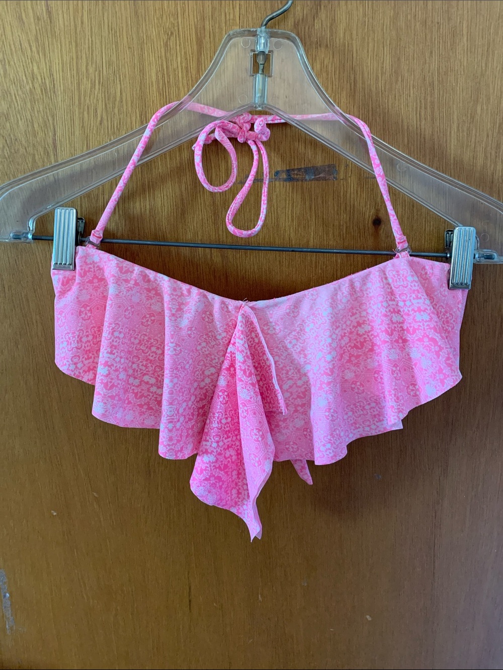 REI Pink Ruffled Bikini Top